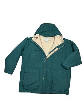 Vintage L.L.Bean Dark Green Baxter State Hooded Cargo Parka Coat Men's XL